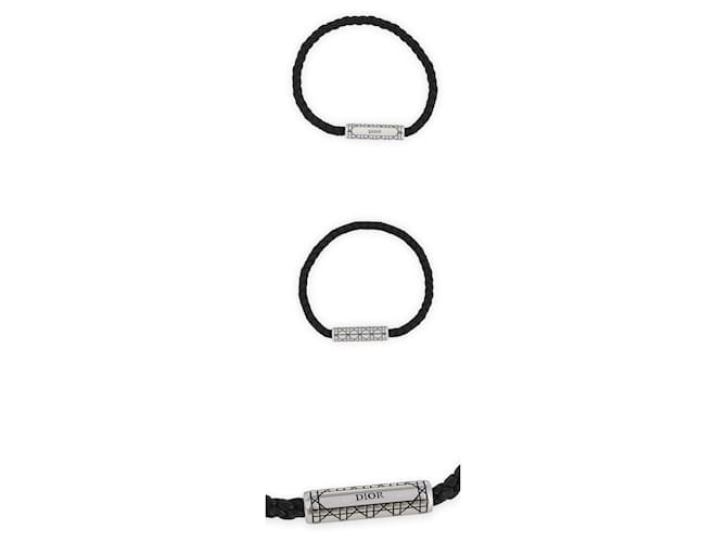 Dior Bracciale in pelle intrecciata da uomo Nero - vista 3