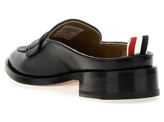 Thom Browne Mocassini Penny in pelle grana Varsity - vista 4