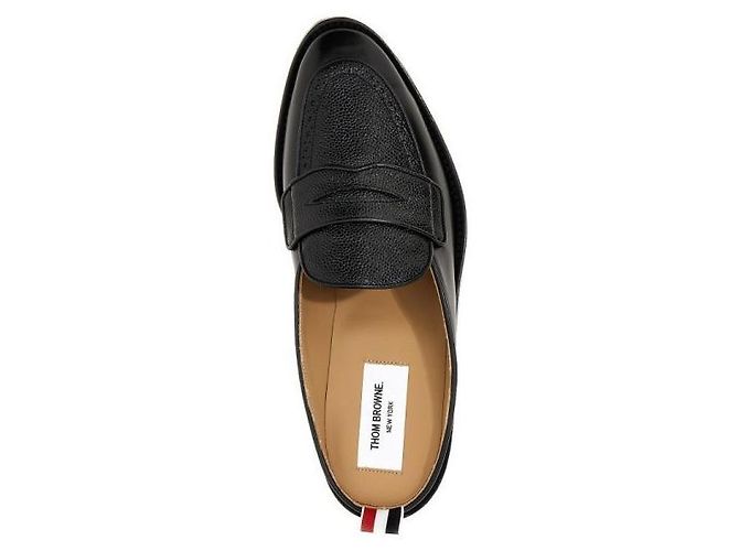 Thom Browne Mocassini Penny in pelle grana Varsity - vista 5