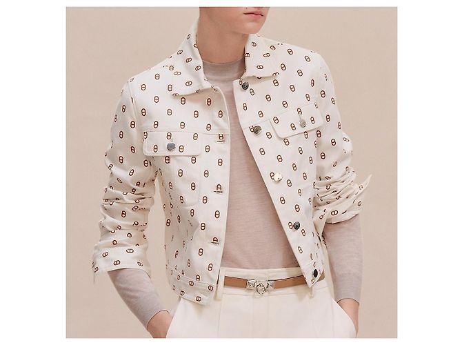 Hermès Giacca in denim Chaine d'Ancre da donna Bianco - vista 7