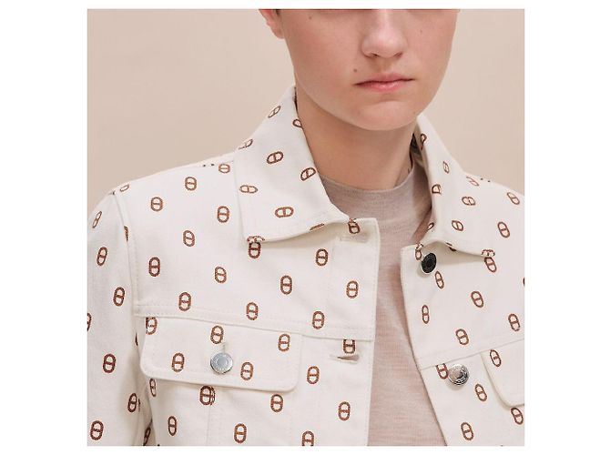 Hermès Giacca in denim Chaine d'Ancre da donna Bianco - vista 9