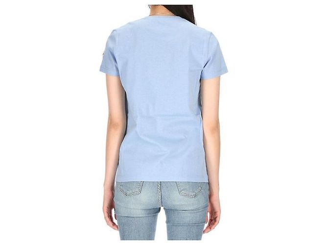 Moncler T-shirt in cotone con patch logo Blu - vista 13