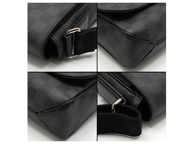 Louis Vuitton Borsa a tracolla District PM Damier Graphite Marrone - vista 13