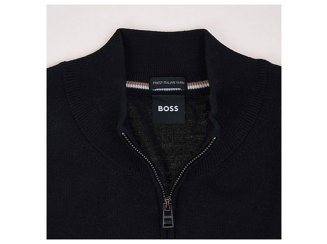 Hugo Boss Herren-Cardigan mit Reißverschluss und besticktem Logo Schwarz - Ansicht 3