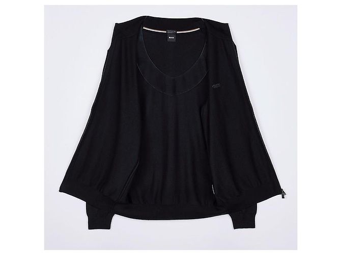 Hugo Boss Herren-Cardigan mit Reißverschluss und besticktem Logo Schwarz - Ansicht 5