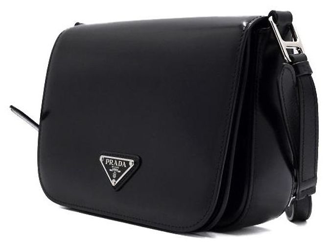 Prada Borsa a spalla con patta e borsa a tracolla in pelle spazzolata nera Nero - vista 2