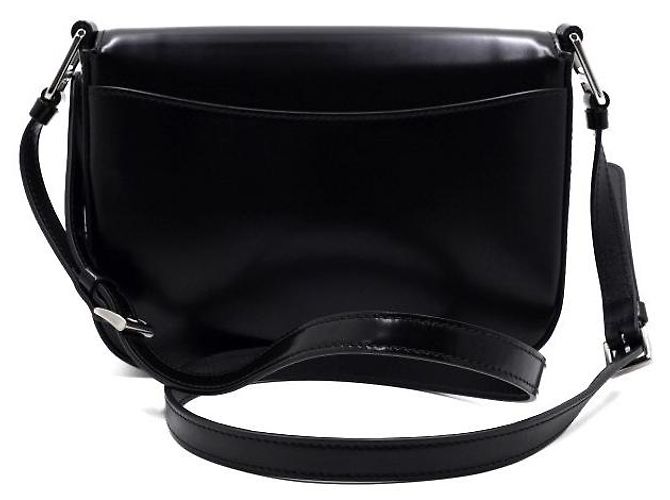 Prada Borsa a spalla con patta e borsa a tracolla in pelle spazzolata nera Nero - vista 4