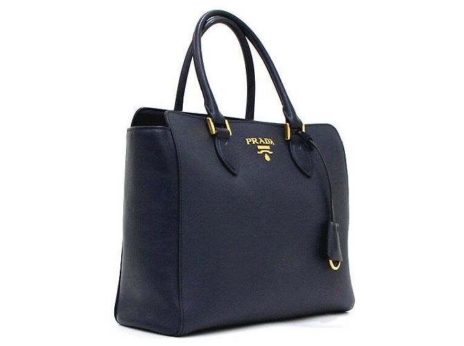 Prada Sac Tote en cuir Saffiano avec logo doré - vue 3