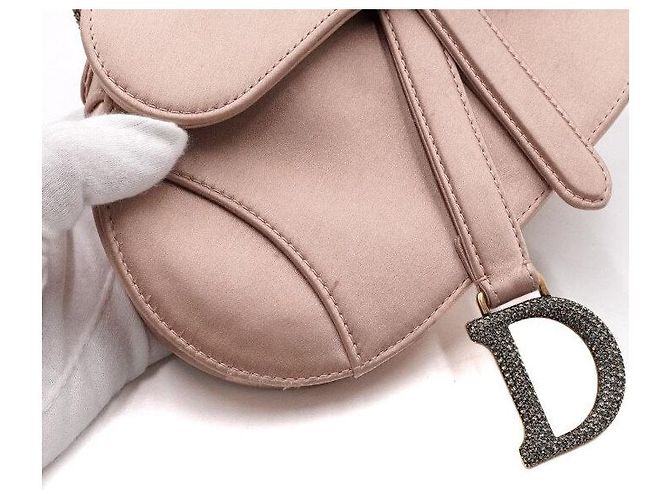 Dior Mini borsa tote saddle in raso rosa con cristalli - vista 10