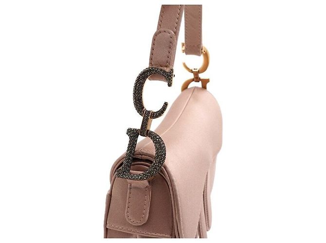 Dior Mini borsa tote saddle in raso rosa con cristalli - vista 12