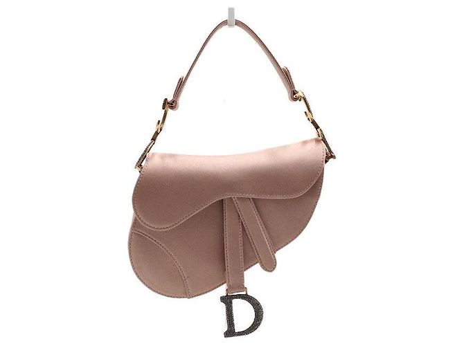 Dior Mini borsa tote saddle in raso rosa con cristalli - vista 2