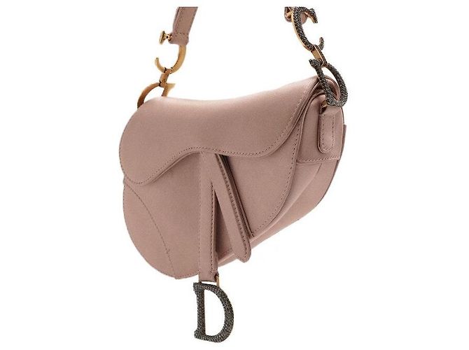 Dior Mini borsa tote saddle in raso rosa con cristalli - vista 3