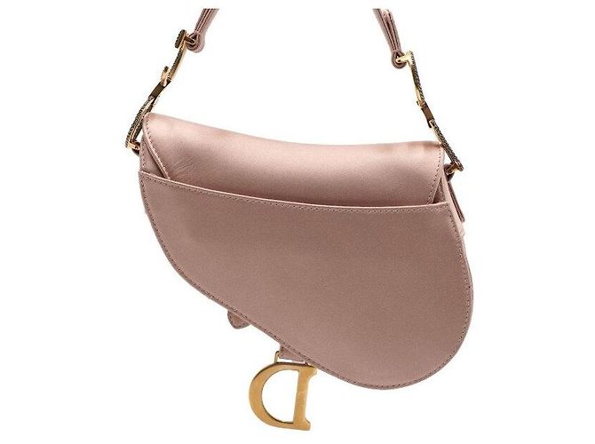 Dior Mini borsa tote saddle in raso rosa con cristalli - vista 5