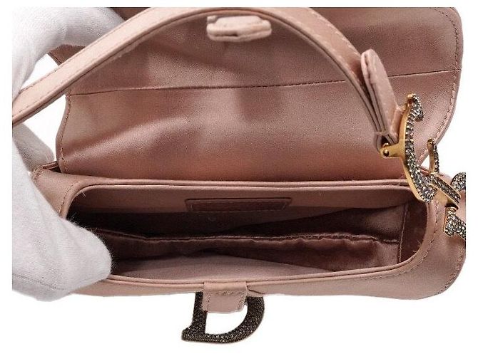 Dior Mini borsa tote saddle in raso rosa con cristalli - vista 6