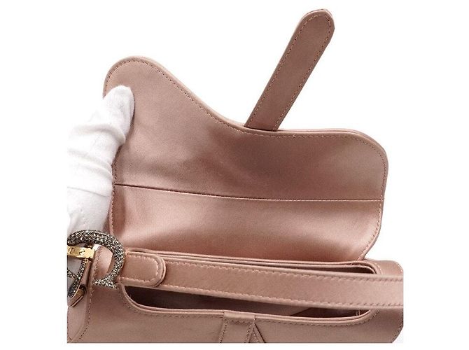 Dior Mini borsa tote saddle in raso rosa con cristalli - vista 7
