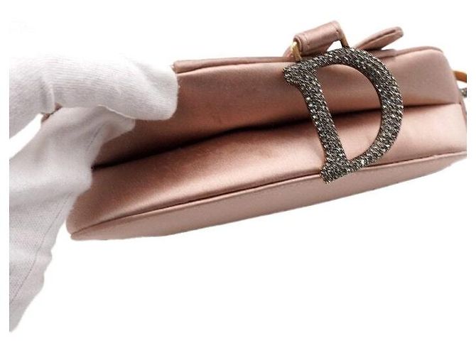 Dior Mini borsa tote saddle in raso rosa con cristalli - vista 9