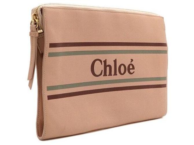 Chloé Borsa pochette a righe in pelle da donna Arancione - vista 3