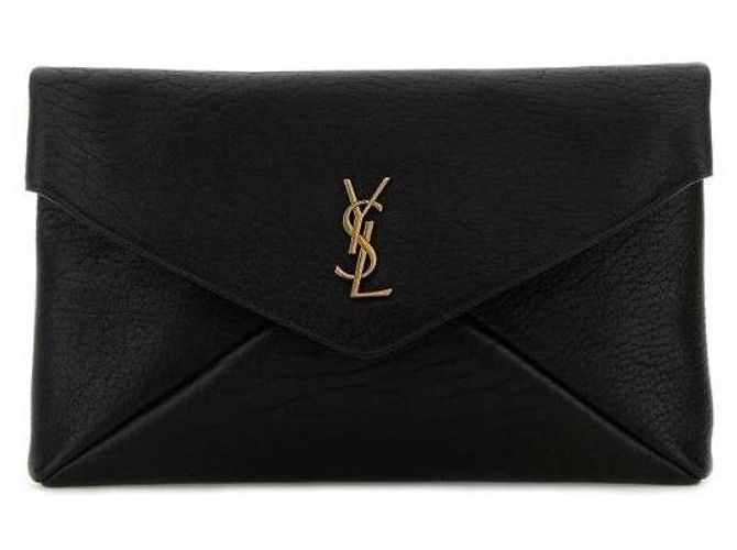 Saint Laurent Pouch Busta Large Cassandre in nappa Nero - vista 4