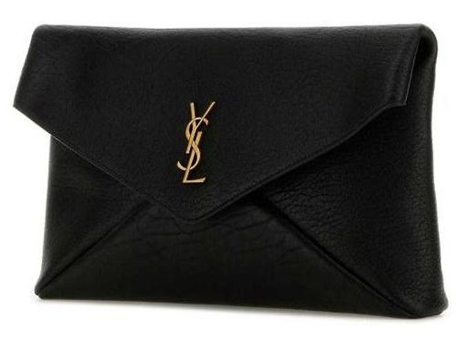 Saint Laurent Pouch Busta Large Cassandre in nappa Nero - vista 5