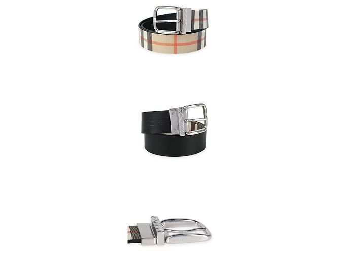 Burberry Reversible Check Leather Belt Brown - view 3