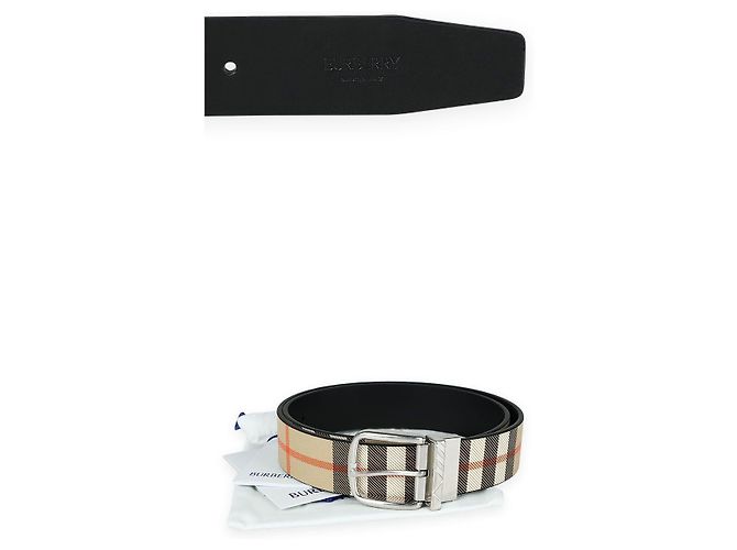 Burberry Reversible Check Leather Belt Brown - view 5