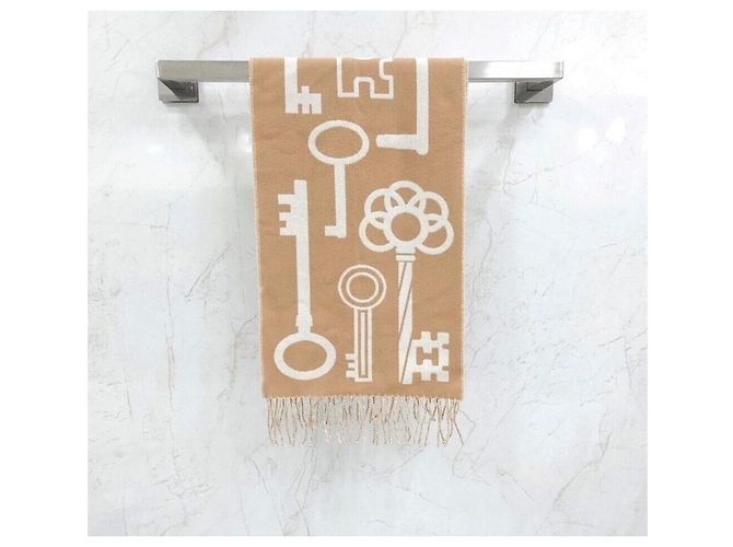 Hermès Nuovo Prodotto Casac Porte Clef Sciarpa in Cashmere Camel Blanc Marrone - vista 2