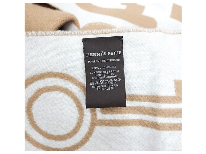 Hermès Nuovo Prodotto Casac Porte Clef Sciarpa in Cashmere Camel Blanc Marrone - vista 6