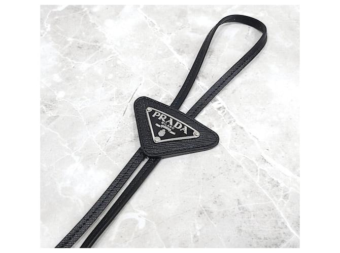 Prada Bolo Tie de cuero Saffiano Negro - vista 2