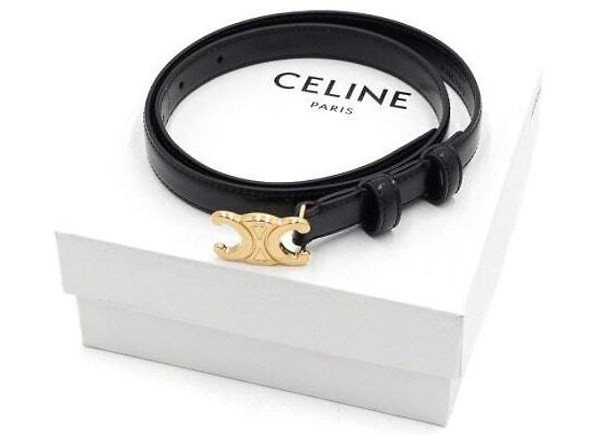 Céline Cintura piccola da donna in vitello nero e Triomphe dorato - vista 8