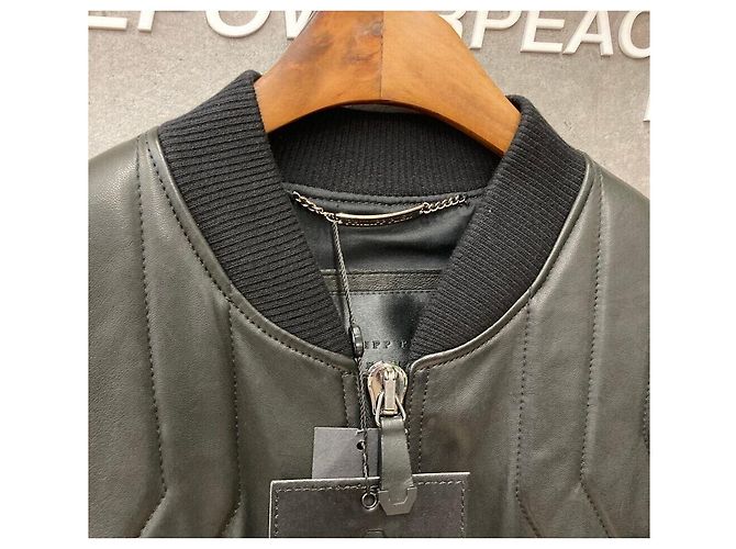Philipp Plein Skull Biker Lederjacke Blouson Schwarz - Ansicht 6