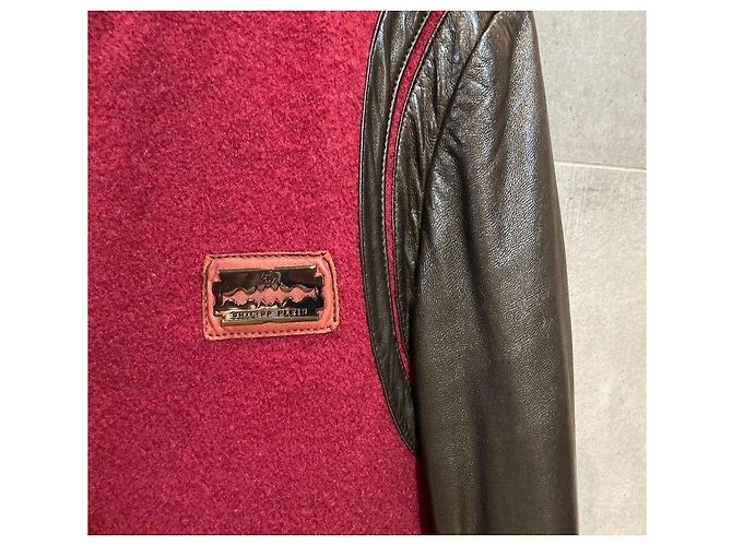 Philipp Plein Giacca Teddy in pelle rossa con patch tigre e logo argento Rosso - vista 6