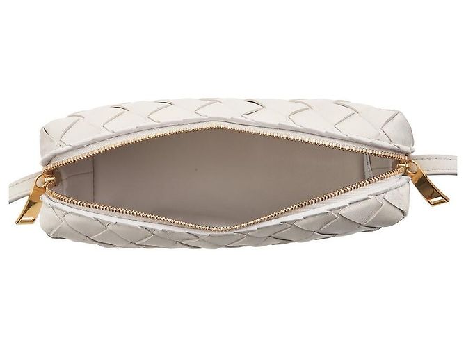 Bottega Veneta Borsa Crossbody Intrecciato Bianco - vista 10