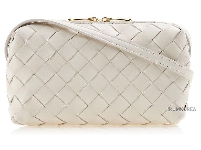 Bottega Veneta Borsa Crossbody Intrecciato Bianco - vista 3