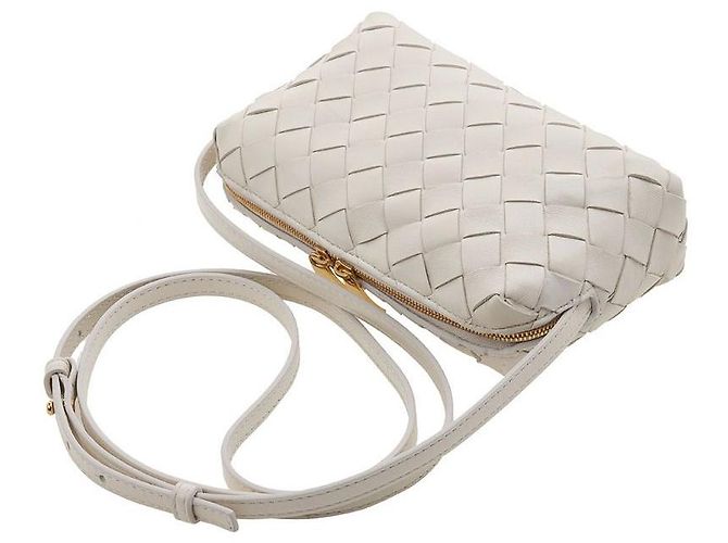 Bottega Veneta Borsa Crossbody Intrecciato Bianco - vista 4