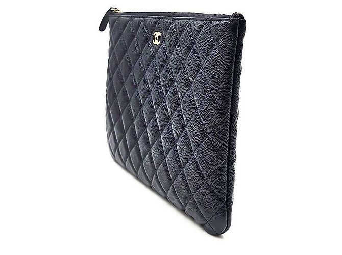 Chanel Classic Caviar Clutch New Medium Blu - vista 2