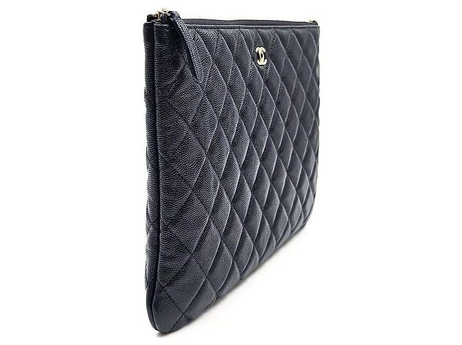 Chanel Classic Caviar Clutch New Medium Blu - vista 3