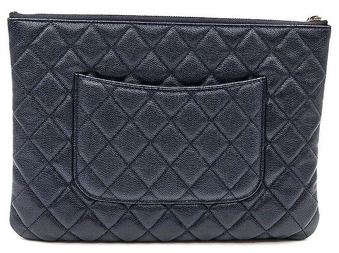 Chanel Classic Caviar Clutch New Medium Blu - vista 4