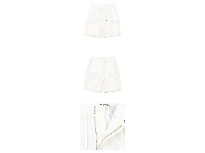 Brunello Cucinelli Bermuda in lino con coulisse da uomo (White) - vista 3