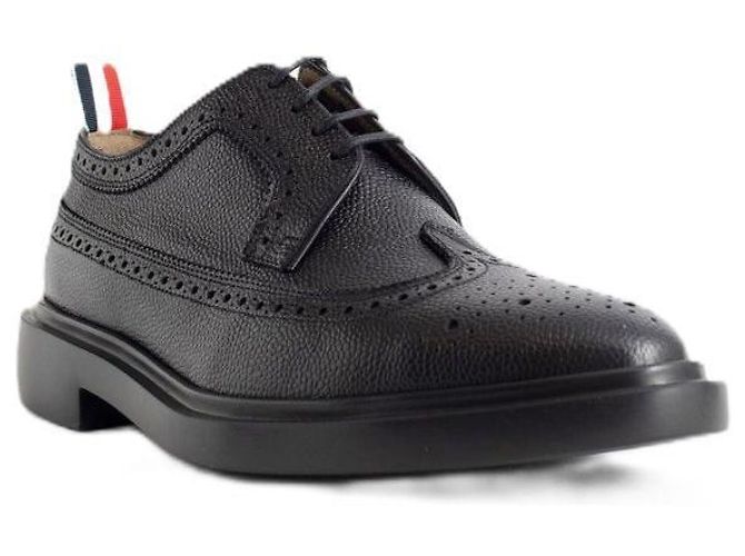 Thom Browne Scarpa Longwing Brogue in pelle grana pebble con suola in gomma - vista 4