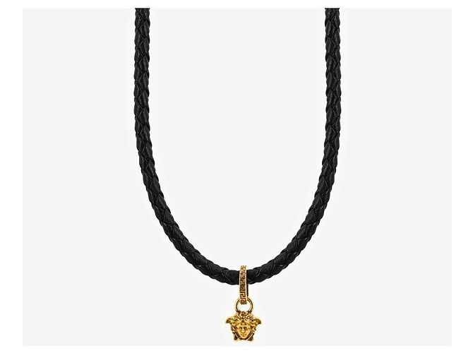Versace Colar de couro trançado com pingente Medusa Preto - vista 5