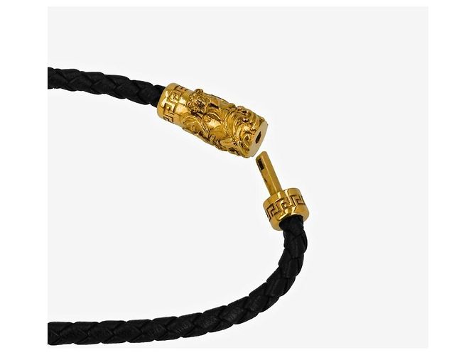 Versace Colar de couro trançado com pingente Medusa Preto - vista 7