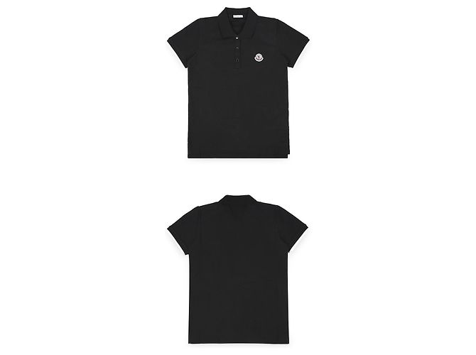 Moncler Baumwolle PK Kurzarmshirt mit Logo-Patch für Damen Schwarz - Ansicht 3