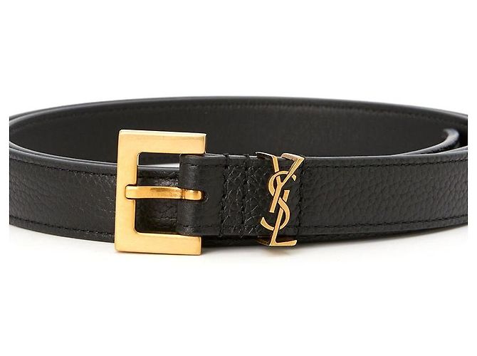 Saint Laurent Cintura Monogram da Uomo Nero - vista 6