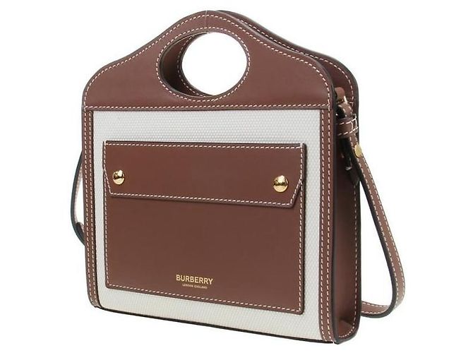Burberry Zweifarbige Mini-Tasche aus Canvas und Leder stamp: Rot - Ansicht 2