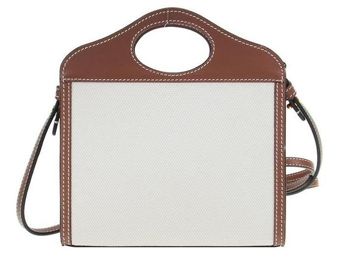 Burberry Zweifarbige Mini-Tasche aus Canvas und Leder stamp: Rot - Ansicht 3