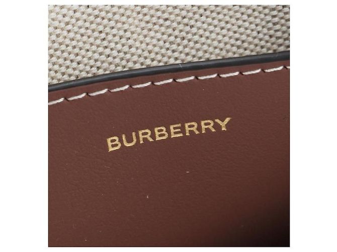 Burberry Zweifarbige Mini-Tasche aus Canvas und Leder stamp: Rot - Ansicht 6