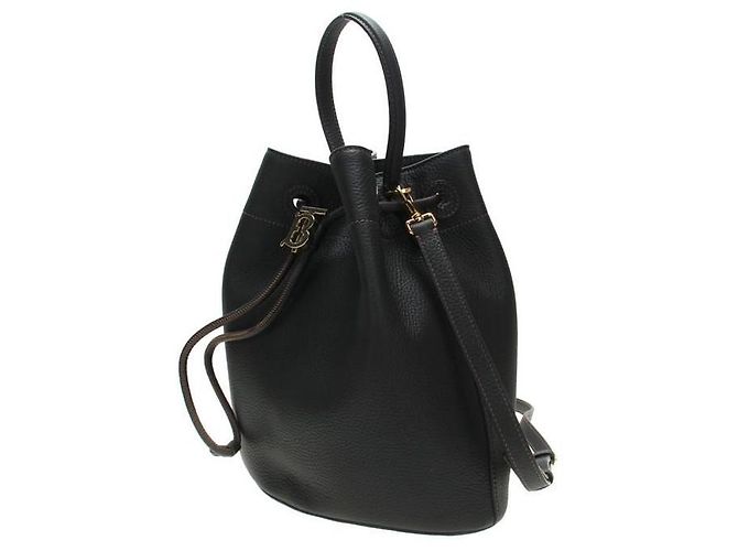 Burberry Piccola borsa bucket TB in pelle grana Nero - vista 2