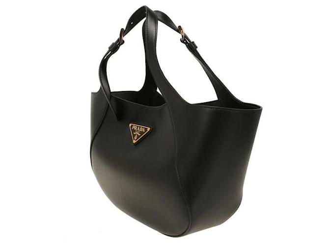 Prada Medium Leder Tote Bag stamp: OOO Schwarz - Ansicht 2
