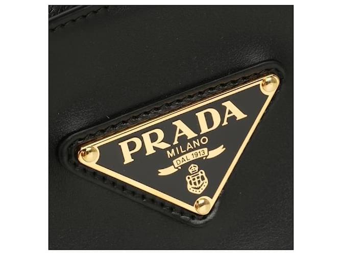 Prada Medium Leder Tote Bag stamp: OOO Schwarz - Ansicht 5