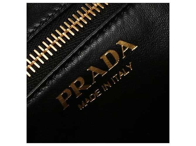Prada Medium Leder Tote Bag stamp: OOO Schwarz - Ansicht 6